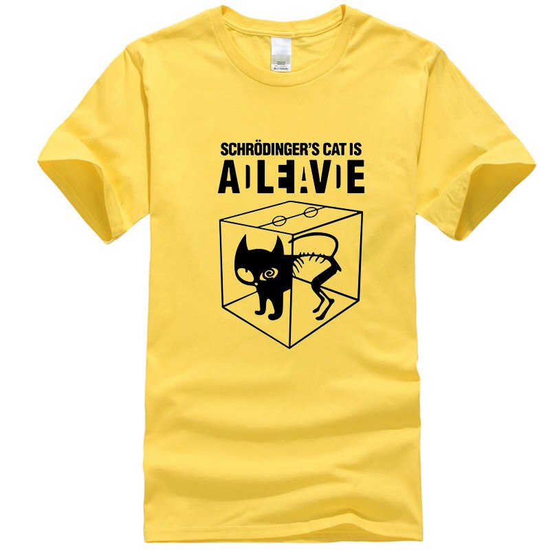 Men's Casual Cotton T-Shirt "Schrödinger's Cat"