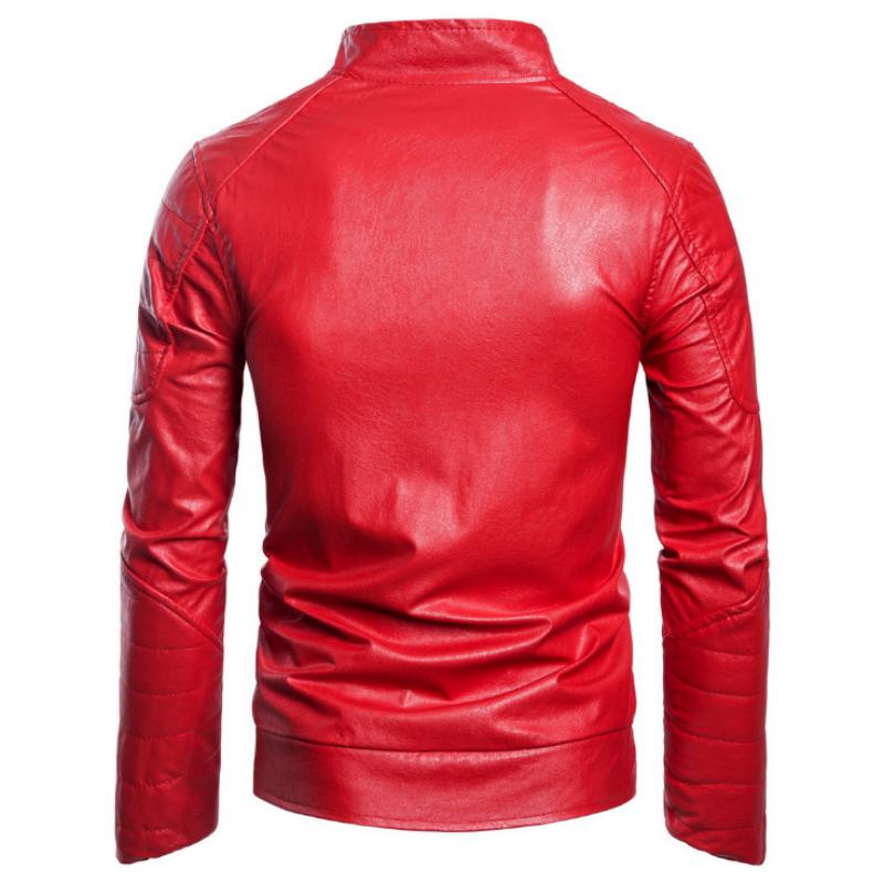 Men's Leather Jacket With Stand Collar