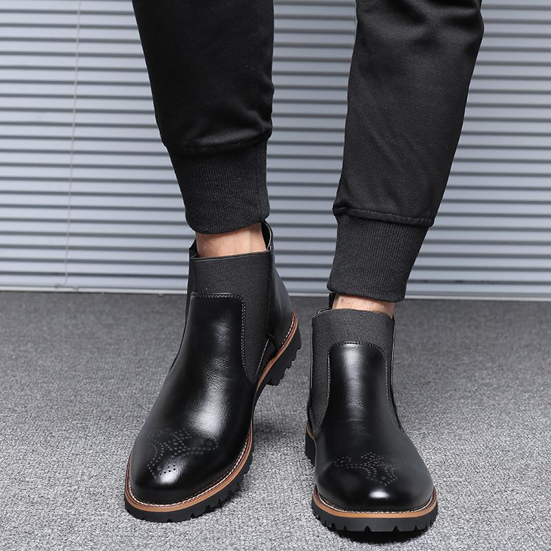 Men's Leather Waterproof Ankle Boots | Plus Size