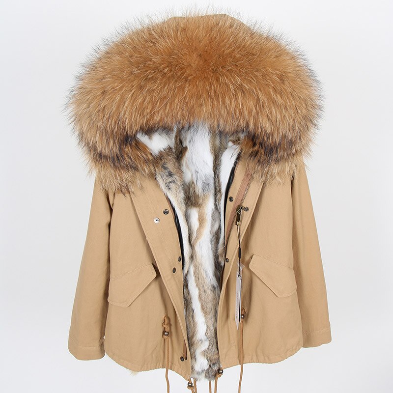 Men's Winter Casual Cotton Slim Parka With Raccoon Fur