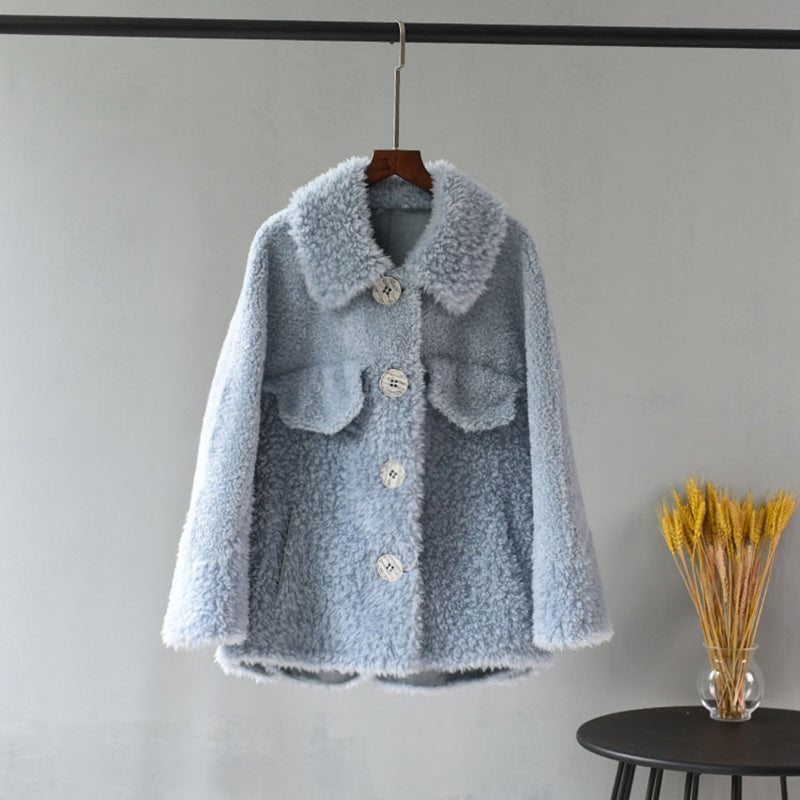 Women's Winter Casual Thick Buttoned Wool Coat