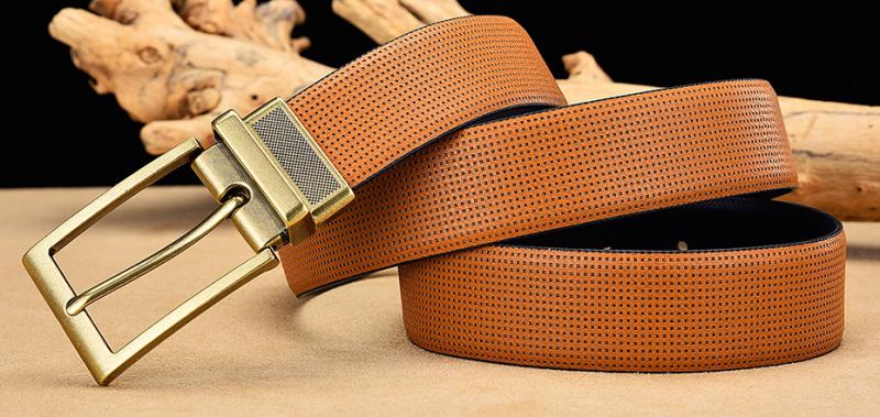 Men's Leather Reversible Belt With Pin Buckle
