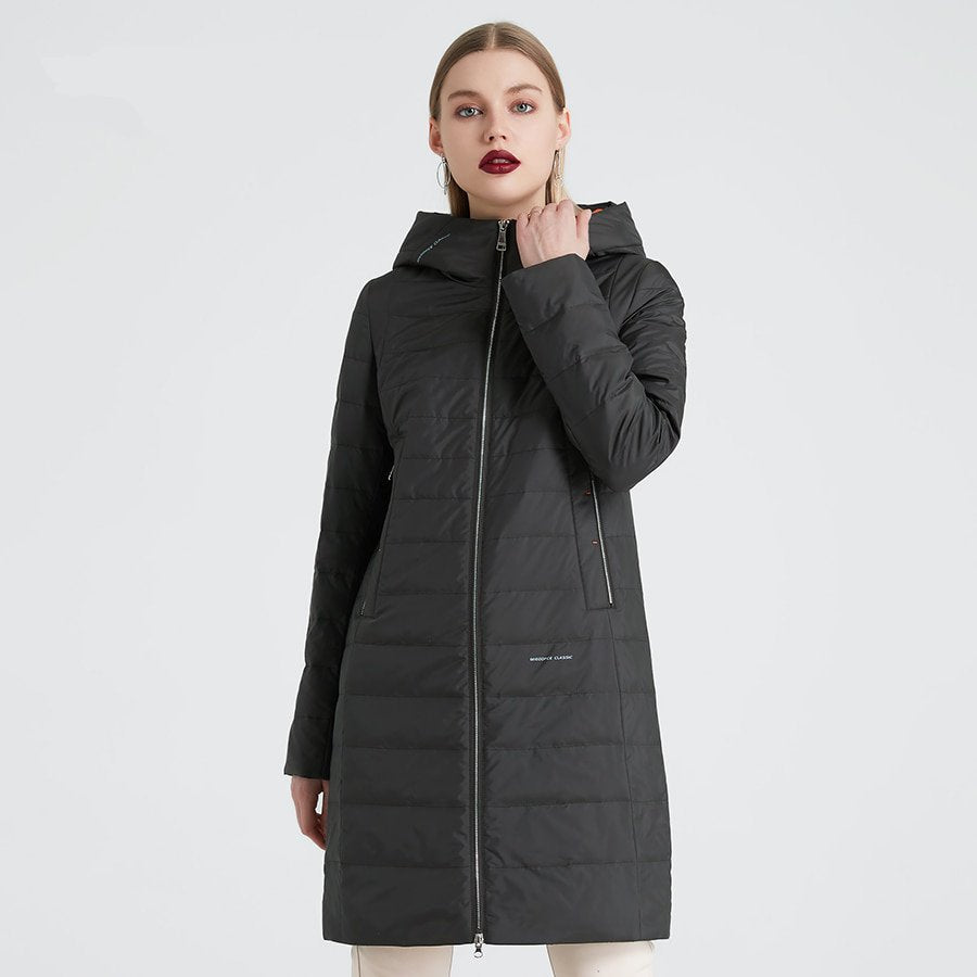 Women's Spring/Autumn Polyester Windproof Coat With Zippers
