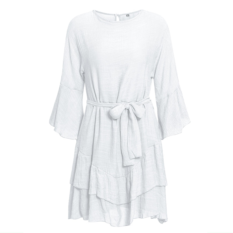 Women's Summer Ruffled Mini Flare-Sleeved A-Line Dress