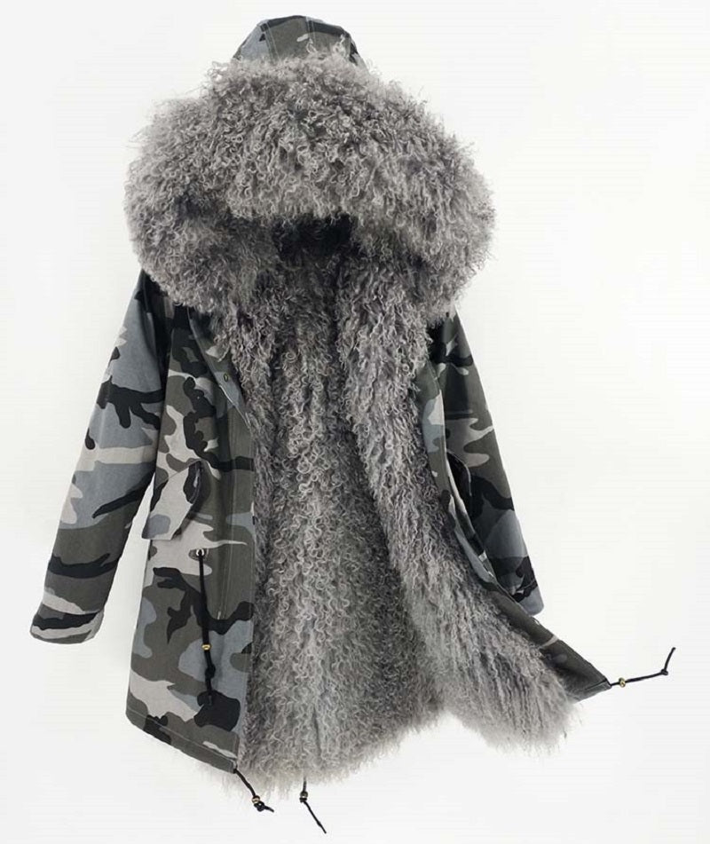Women's Winter Casual Thick Long Parka With Sheep Fur