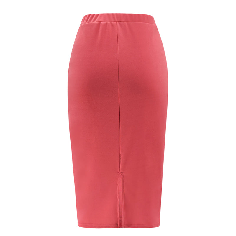 Women's Cotton Midi High-Waist Skirt With Buttons