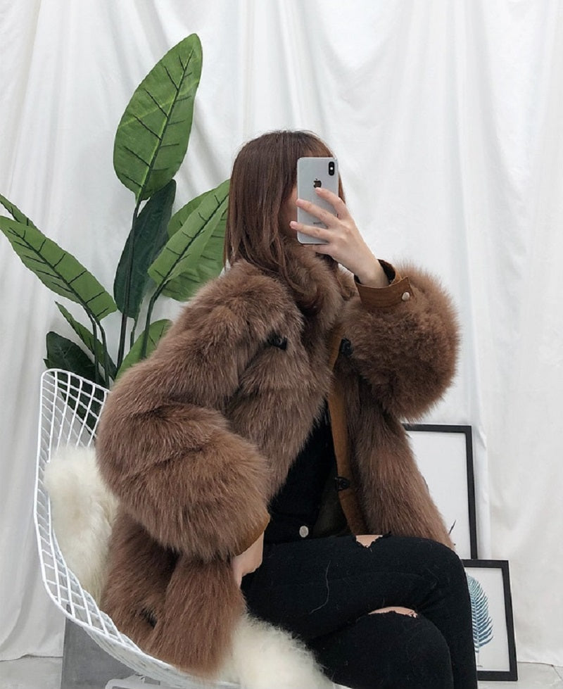 Women's Winter Casual Short Thick Parka With Fox Fur