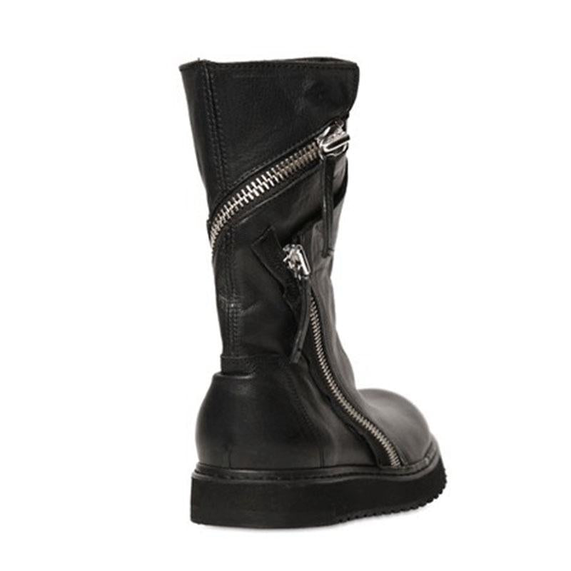 Men's Genuine Leather Platform Boots With Zippers