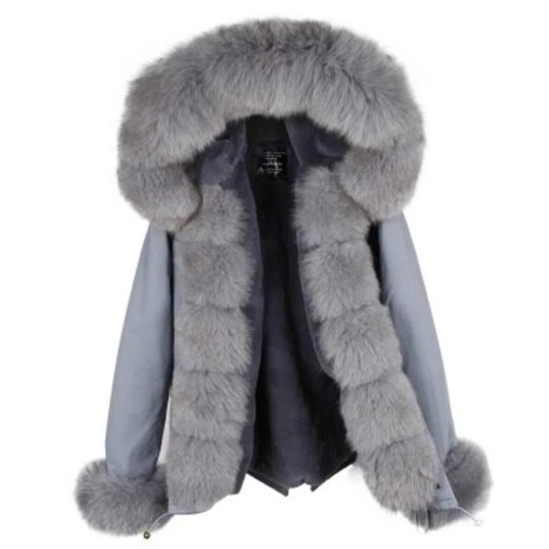 Women's Winter Casual Warm Hooded Parka With Fox Fur