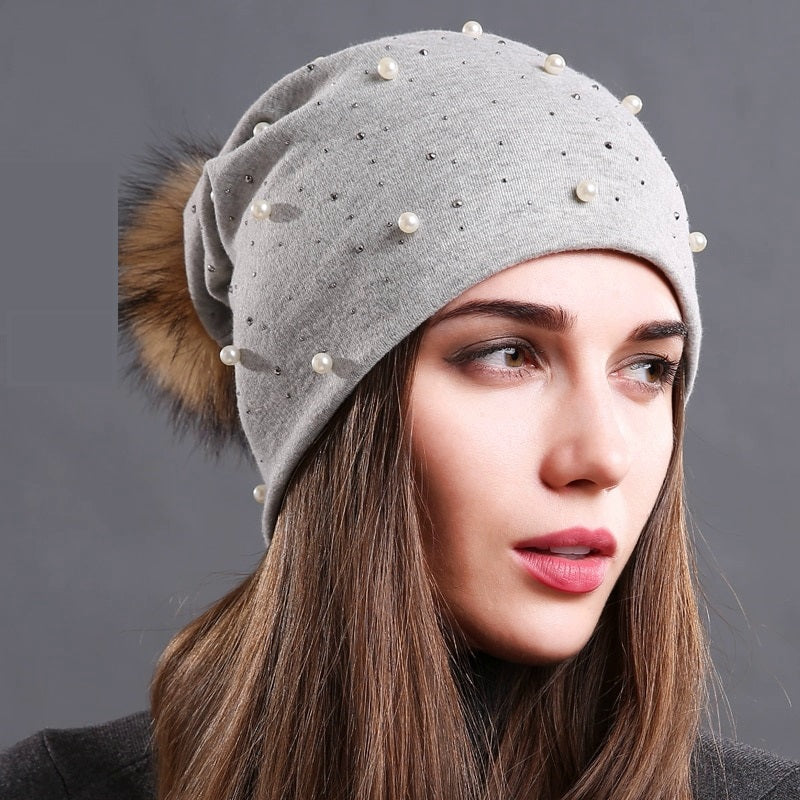 Women's Autumn/Winter Warm Hat With Pompom