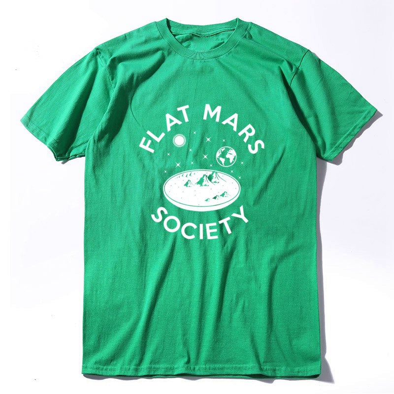 Men's Summer Cotton Loose T-Shirt "Flat Mars Society"
