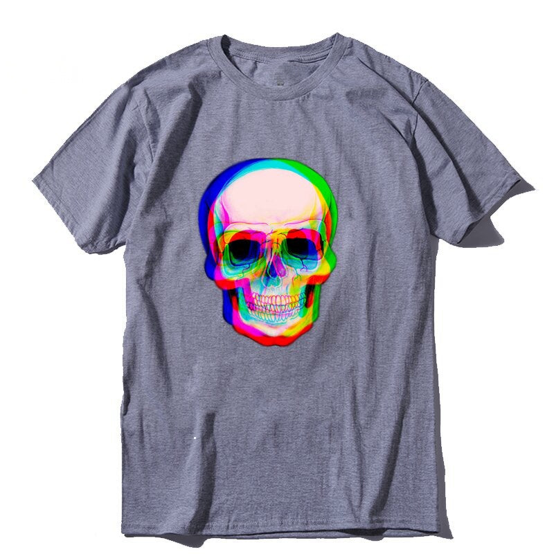 Men's Summer Casual Loose T-Shirt With Printed Skull