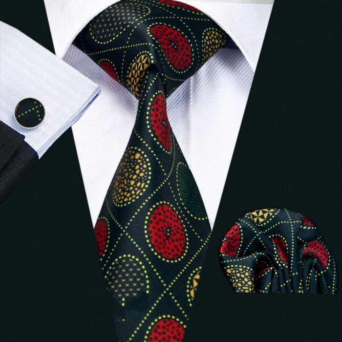 Men's Wedding Tie With Handkerchief & Cufflinks