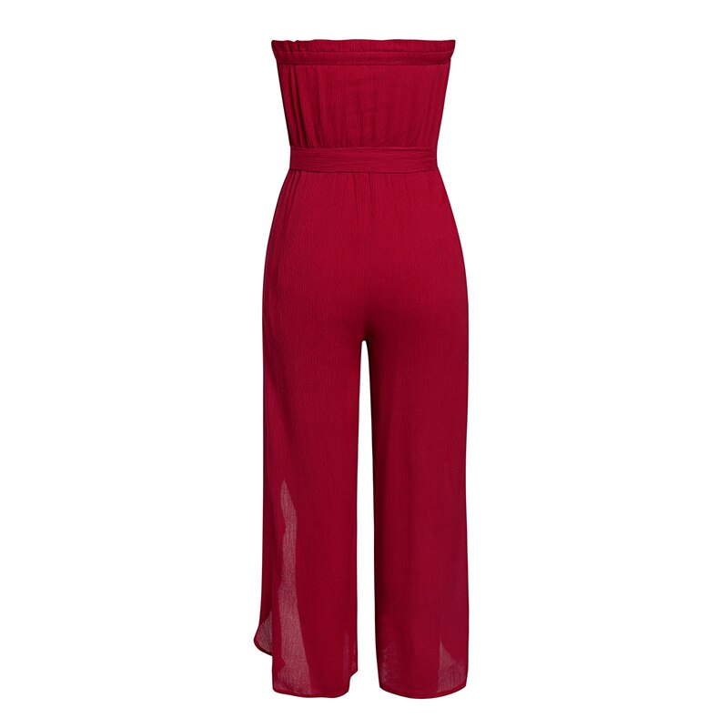 Women's Summer Casual Ruffled Rayon Off-Shoulder Jumpsuit