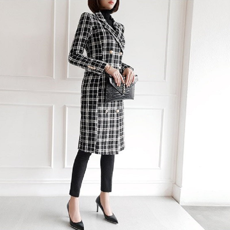 Women's Spring/Autumn Casual Wool Long V-Neck Trench
