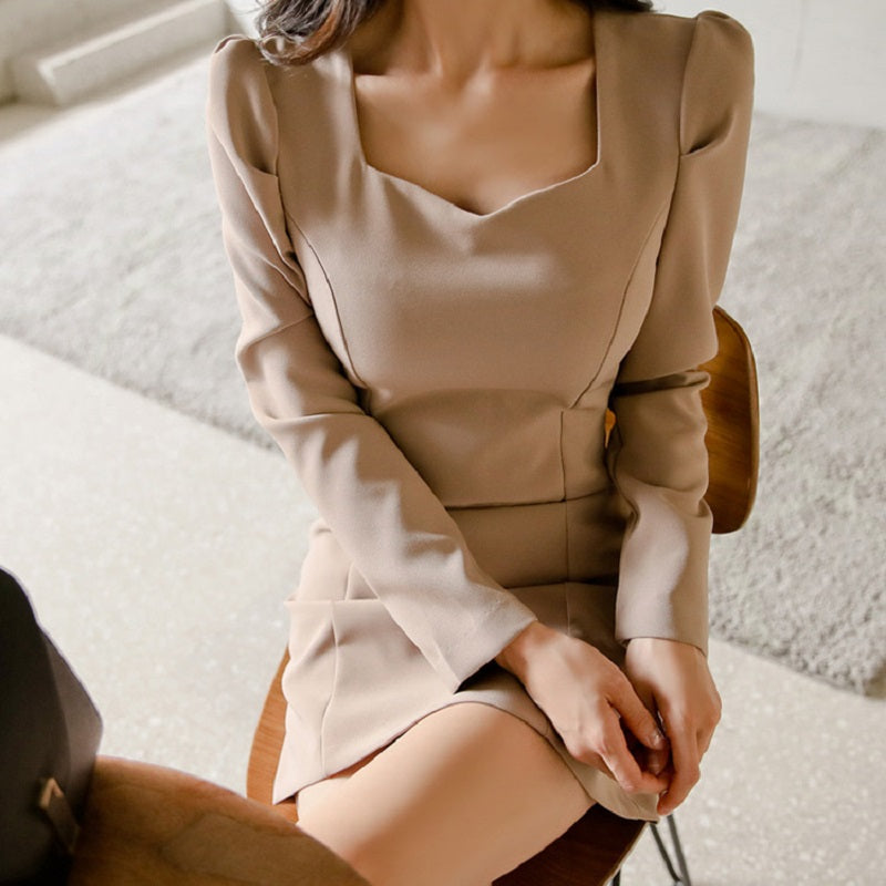 Women's Spring/Autumn Casual Long-Sleeved A-Line Mini Dress