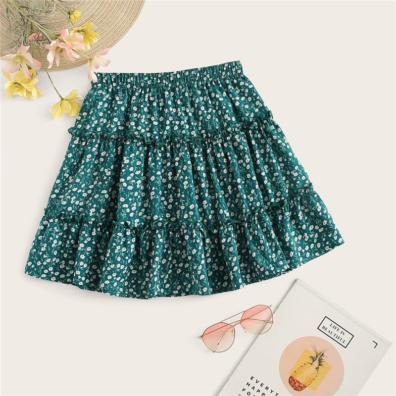 Women's Summer Casual Mid-Waist Short A-Line Skirt With Print