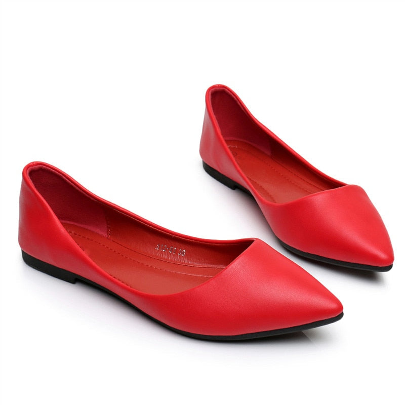 Women's Spring/Autumn Leather Pointed Toe Flats
