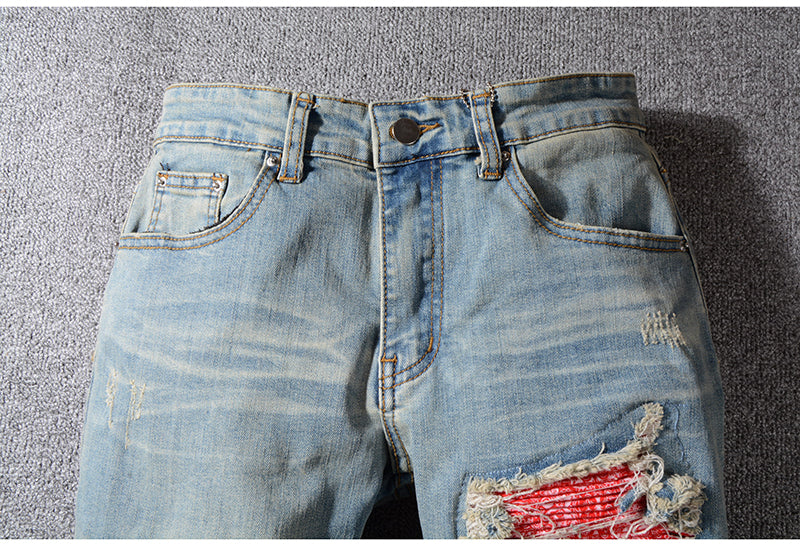 Men's Skinny Ripped Elastic Jeans
