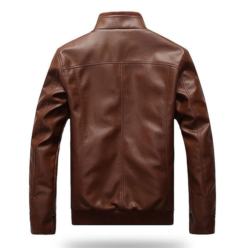 Men's Casual Leather Jacket With Zipper