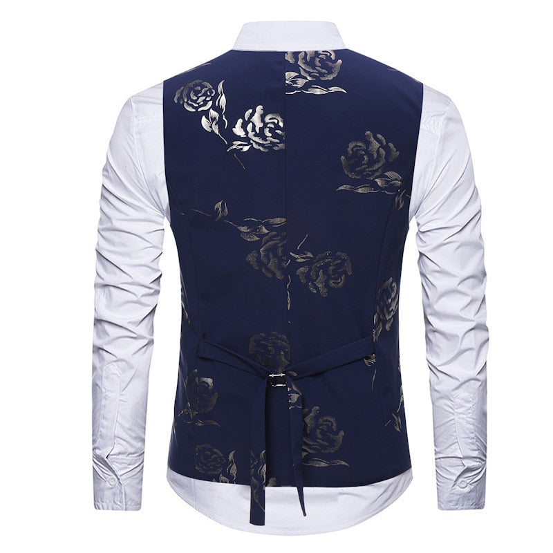 Men's Slim Fit Single Breasted Vest With Print