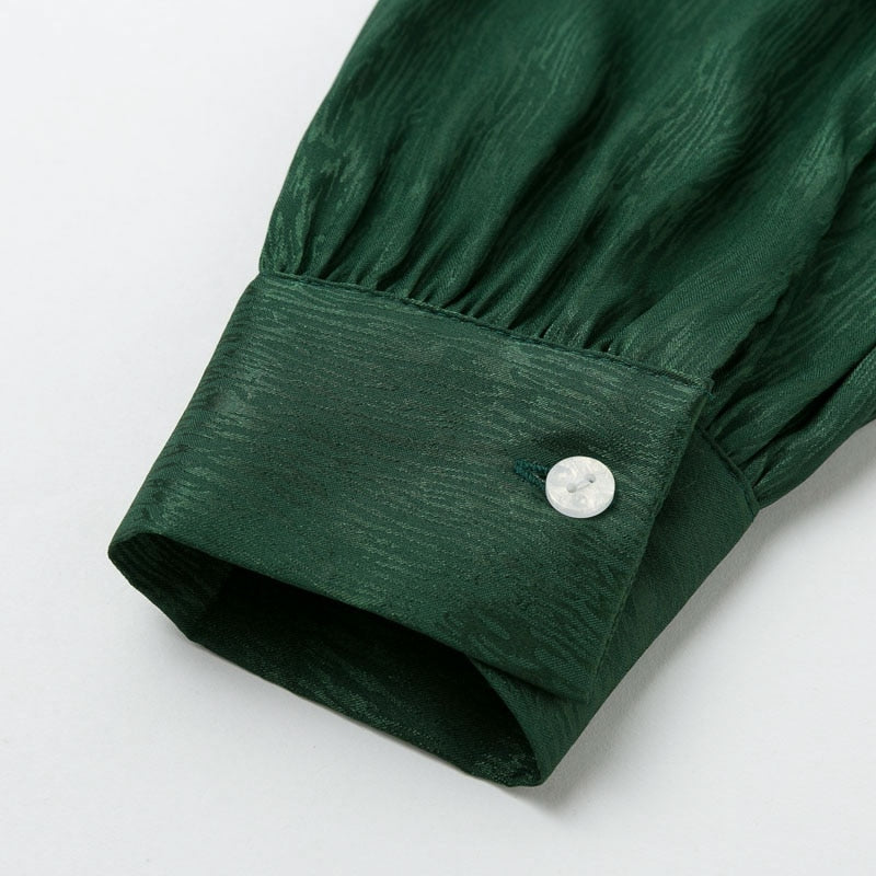 Women's Summer Casual Satin Lantern-Sleeved Polyester Blouse