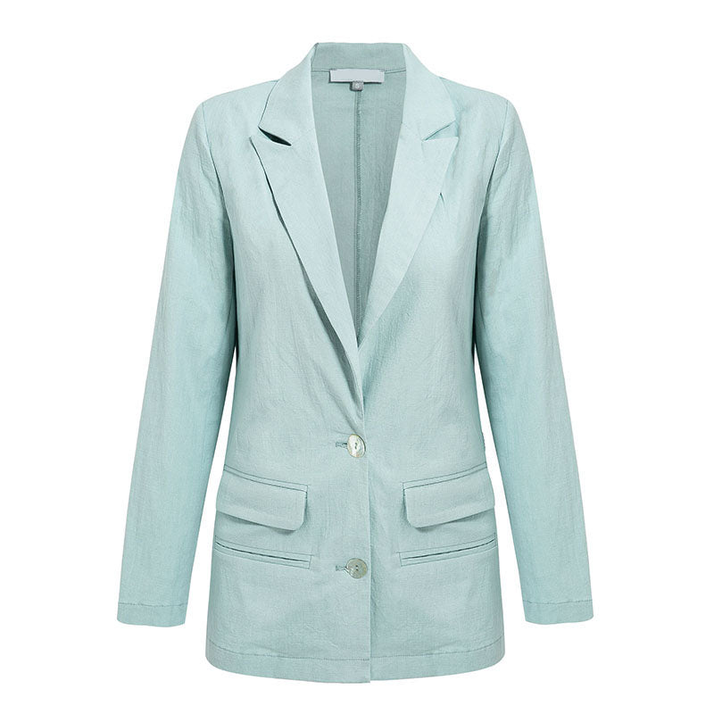 Women's Spring/Autumn Buttoned Blazer With Pockets