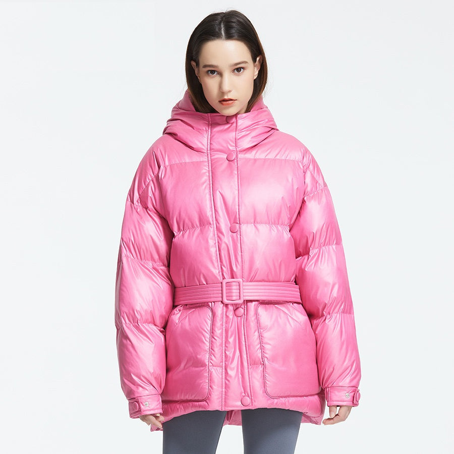 Women's Winter Polyester Thick Parka With Belt