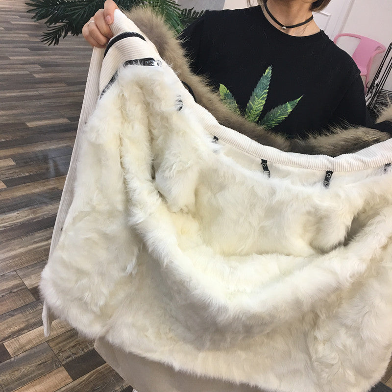 Women's Winter Casual Long Warm Coat With Raccoon Fur