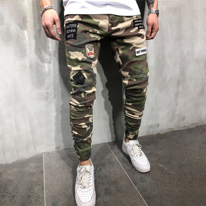 Men's Skinny Camouflage Elastic Jeans