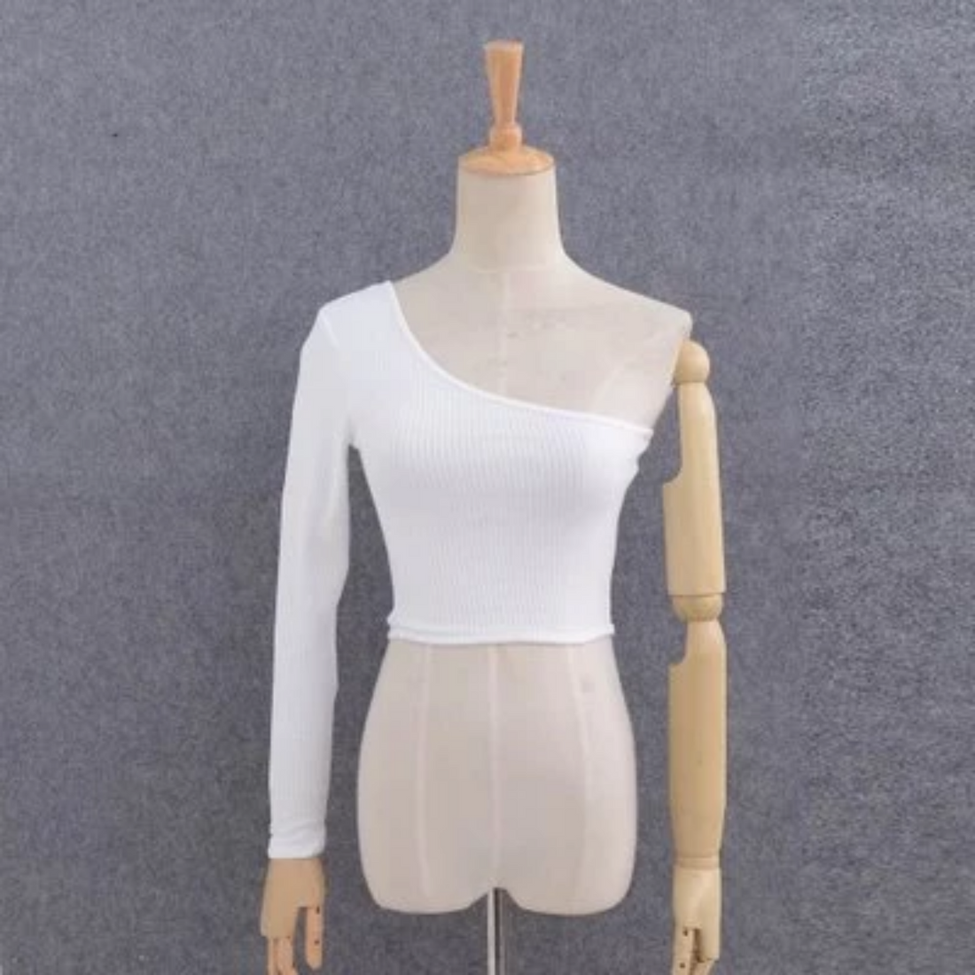 Women's Knitted Off-Shoulder Elastic Crop Top