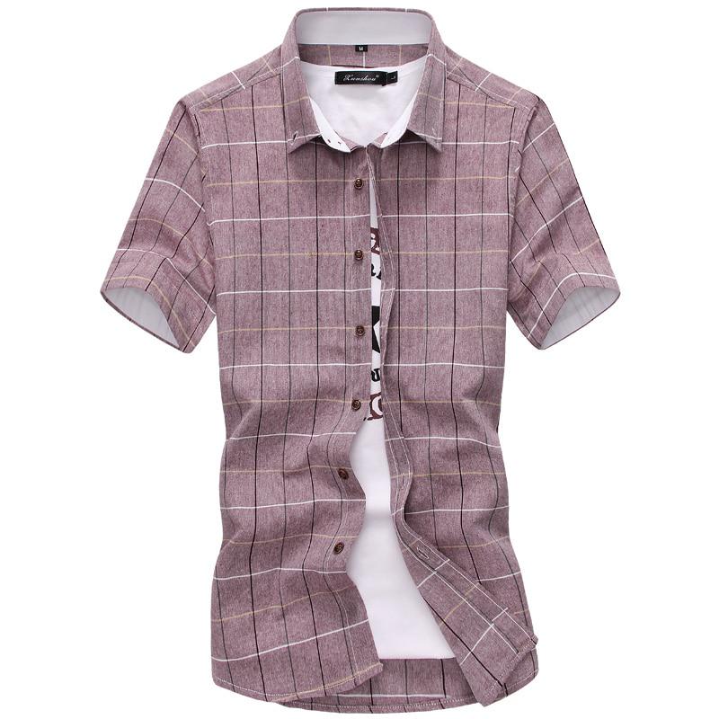 Men's Summer Casual Cotton Short Sleeved Shirt