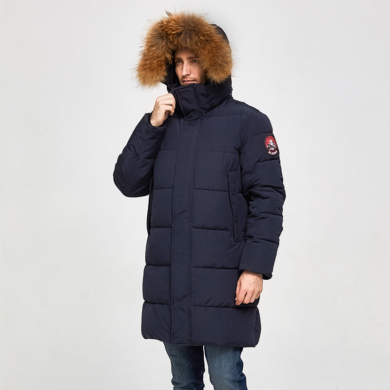 Men's Winter Casual Thick Waterproof Parka With Raccoon Fur