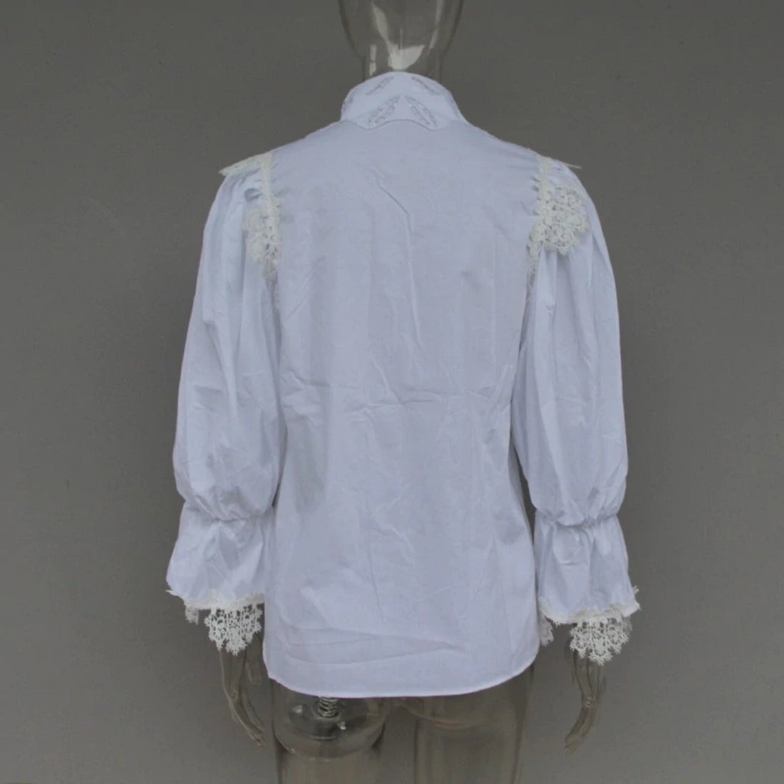 Women's Polyester Lace Long-Sleeved Shirt With Ruffles