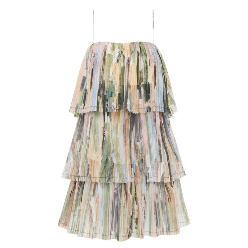 Women's Summer Loose Polyester Dress With Ruffles