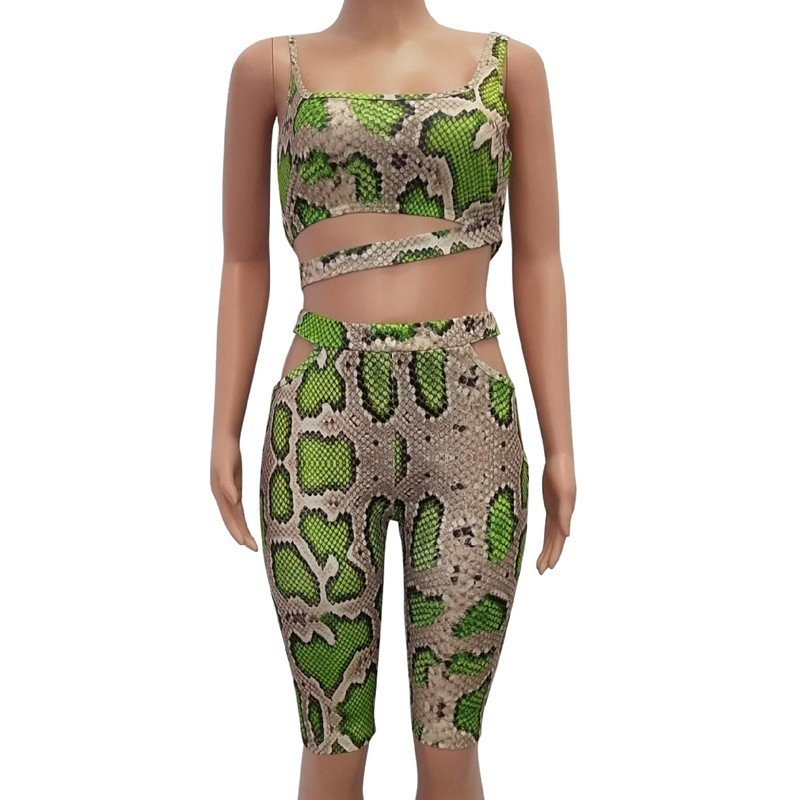 Women's Summer Polyester Two-Piece Romper With Print