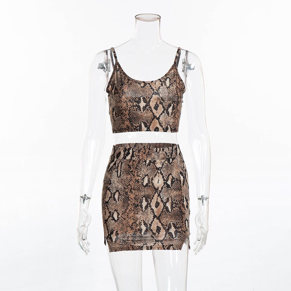 Women's Summer Polyester Leopard Sheath Two-Piece Dress