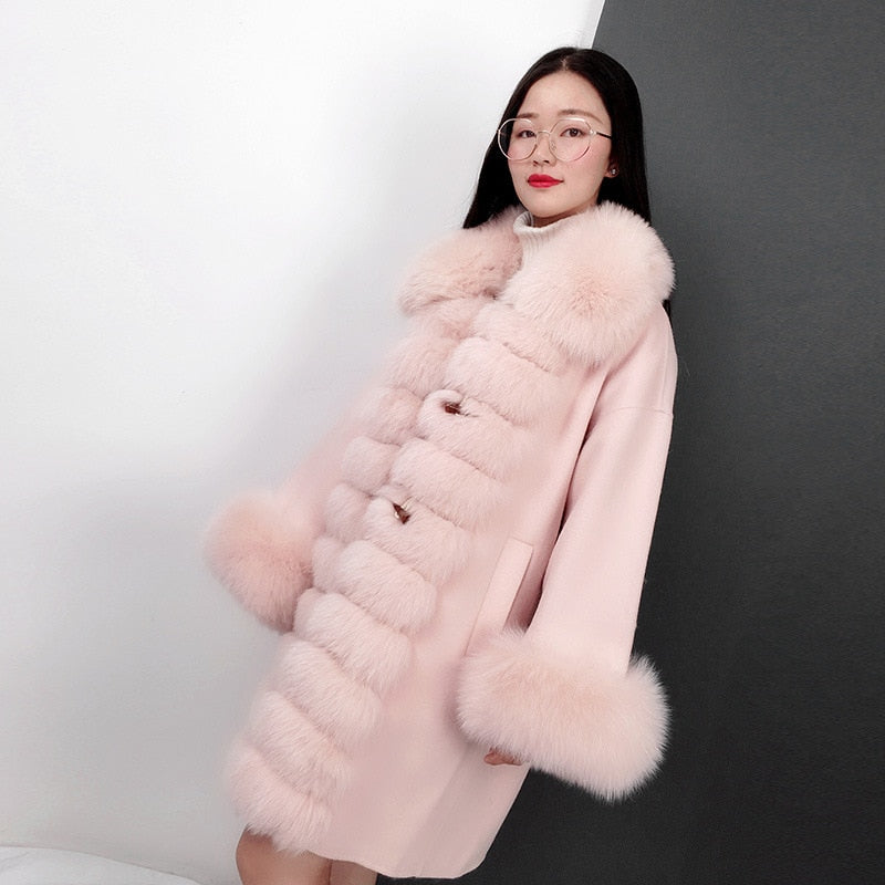 Women's Winter Casual Warm Long Coat With Fox Fur