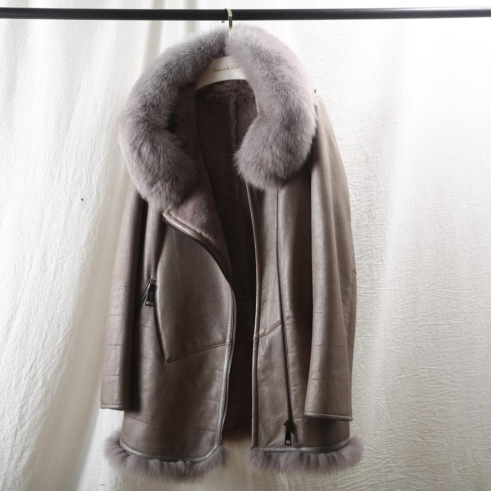 Women's Winter Thick Leather Coat With Fox Fur | Plus Size