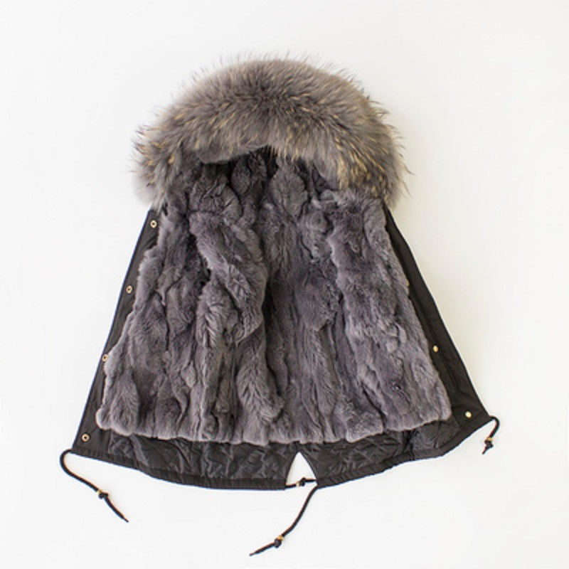 Women's Winter Casual Warm Thick Short Parka With Raccoon Fur