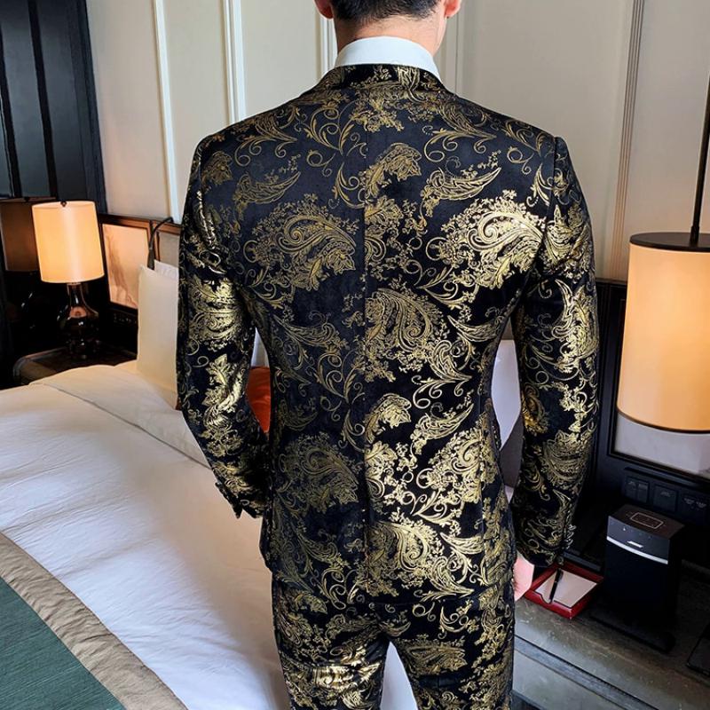 Men's Velvet Suit With Print