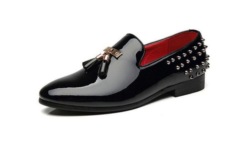 Men's Spring Leather Loafers With Rivets | Plus Size
