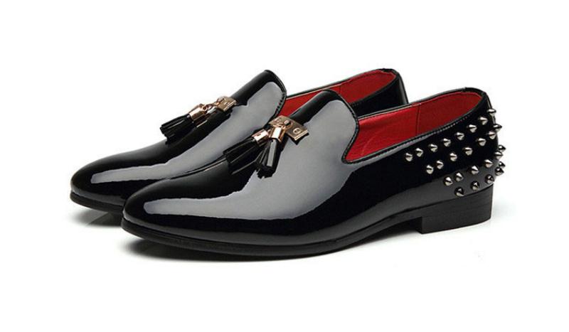 Men's Spring Leather Loafers With Rivets | Plus Size