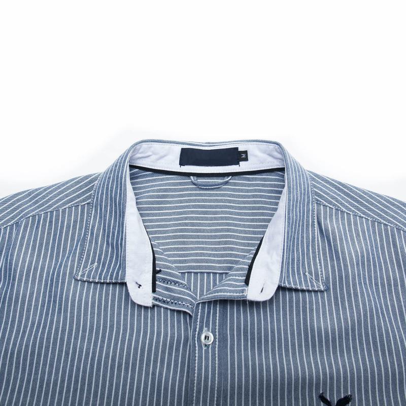 Men's Casual Cotton Striped Long Sleeved Shirt