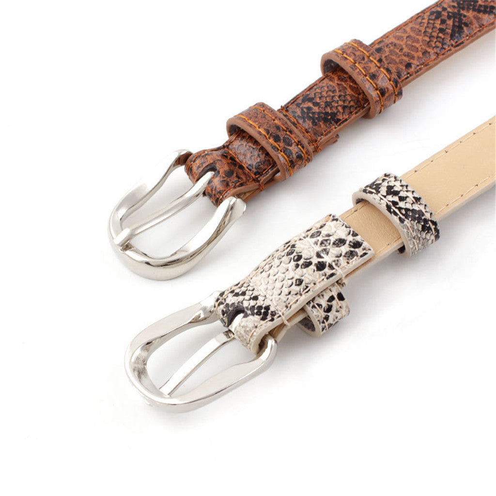 Women's Leather Belt With Snake Print