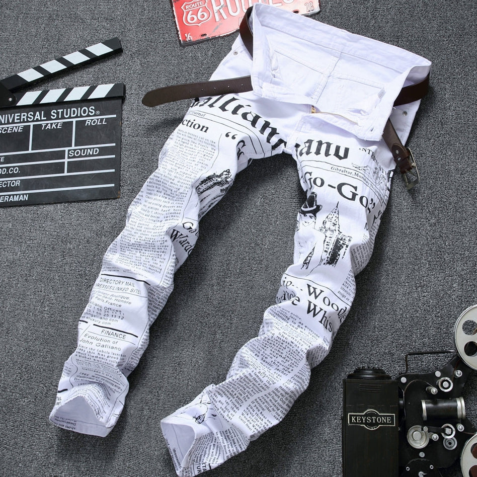 Men's Autumn Casual Printed Jeans