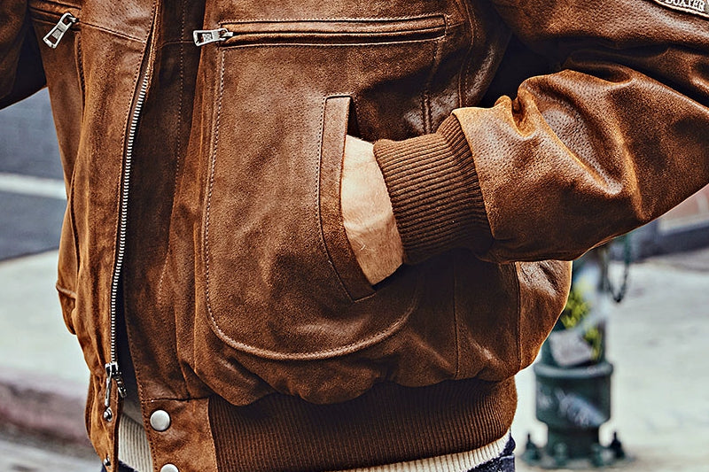 Men's Winter Genuine Leather Warm Bomber