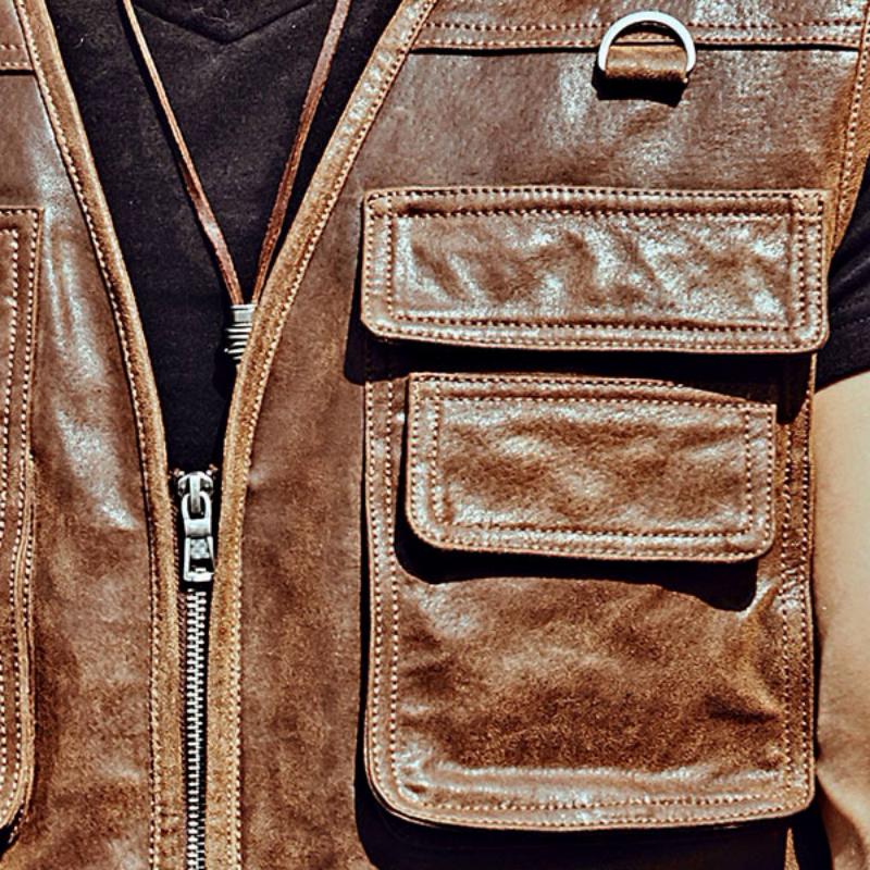 Men's Leather Vest With Zipper