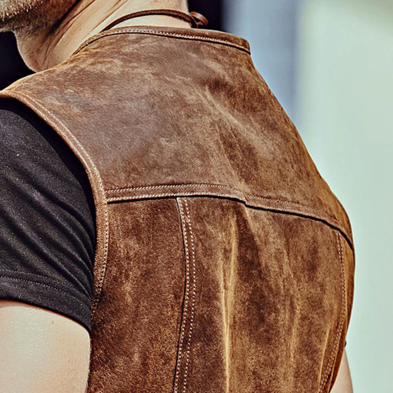 Men's Leather Vest With Zipper