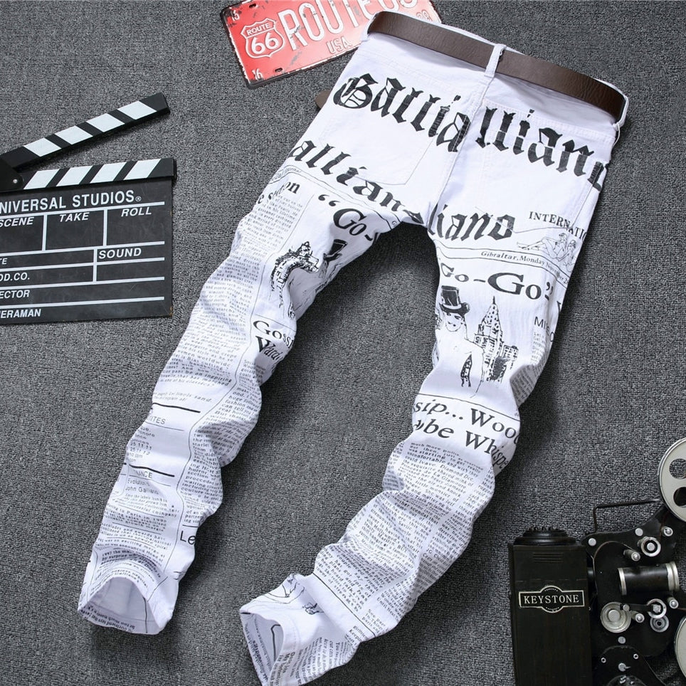Men's Autumn Casual Printed Jeans